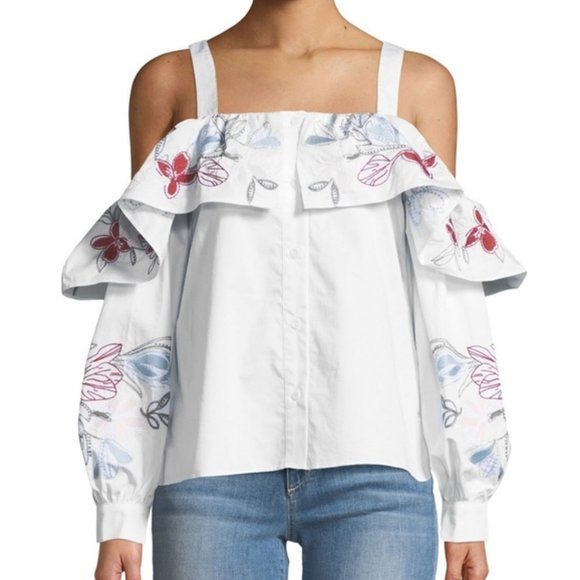 Parker Tops - PARKER UPTON EMBROIDERED OFF SHOULDER TOP XS *